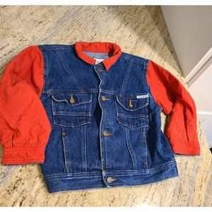 Vintage London Fog Red Blue Denim Jean Jacket Youth Boys Size 7